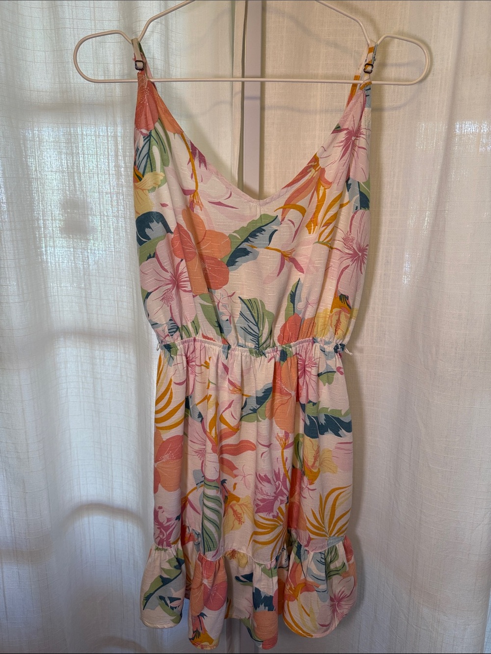 Hurley Floral Print One-Piece in Pastel Pink, Yellow & Blue Dress